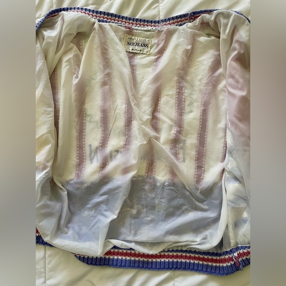 Vintage Absolutely No! Jeans Cardigan Embroidered Heavy Knit Sweater 80s 90s - Picture 7 of 9